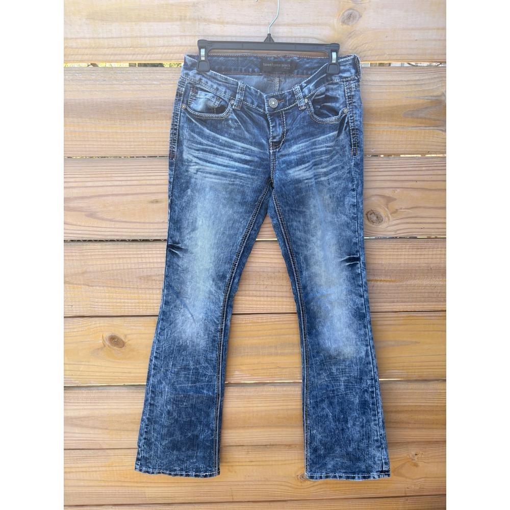 Twentyone Black Rue21 Womens Acid Wash Bootcut Jeans Blue Low Rise Size 7/8